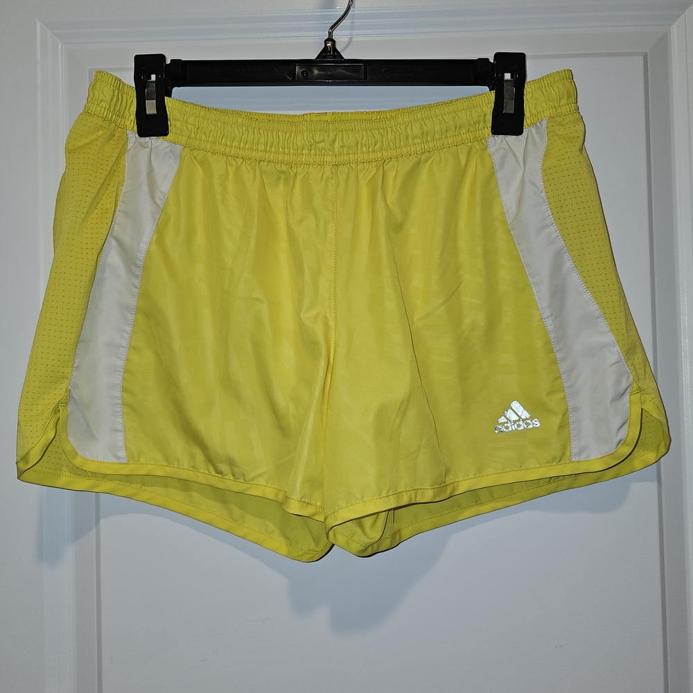 adidas Yellow Athletic Shorts with White Panels
